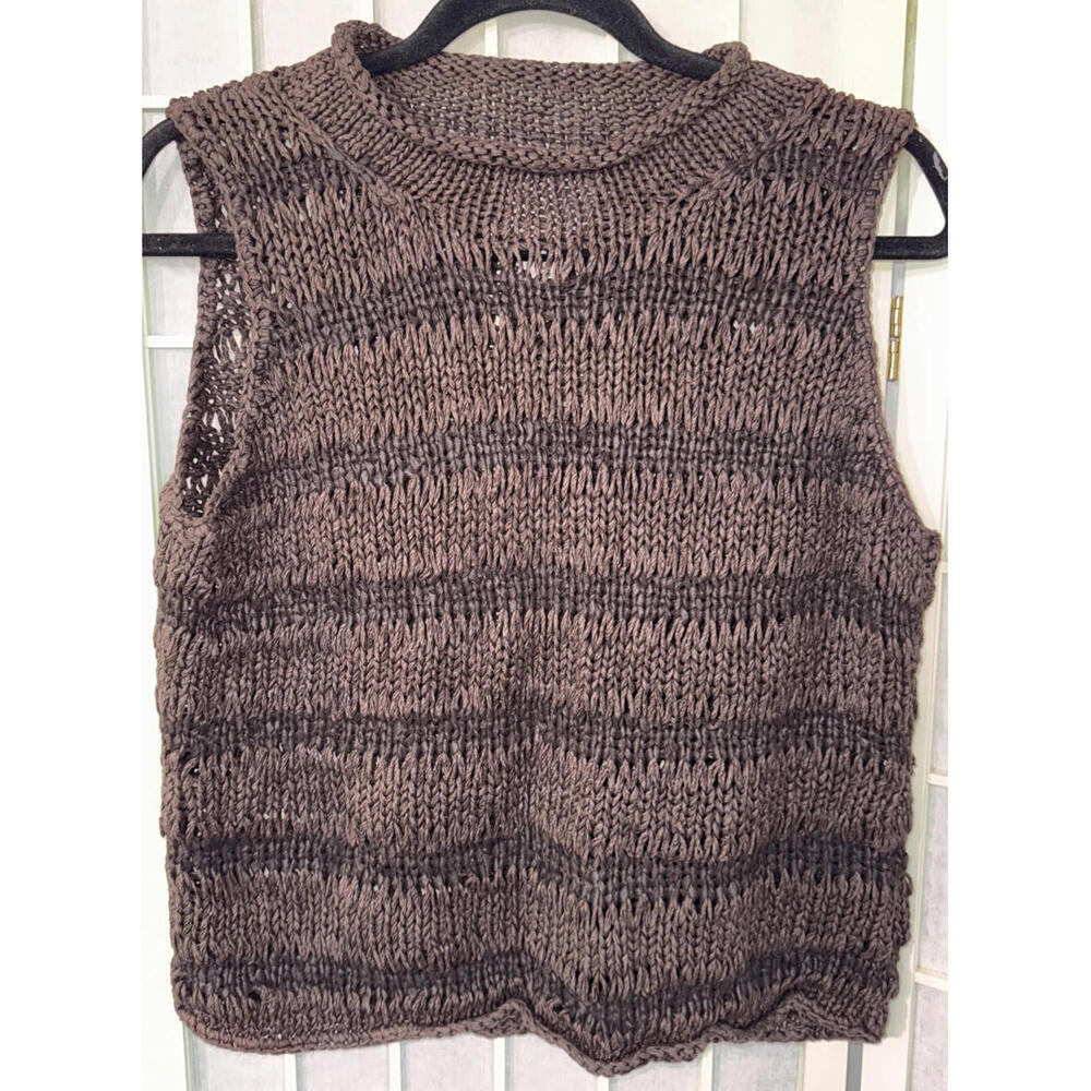 Oscar De La Renta Brown Straw Boho Festival Hippie Beach Nature‎ Tank Top Small
